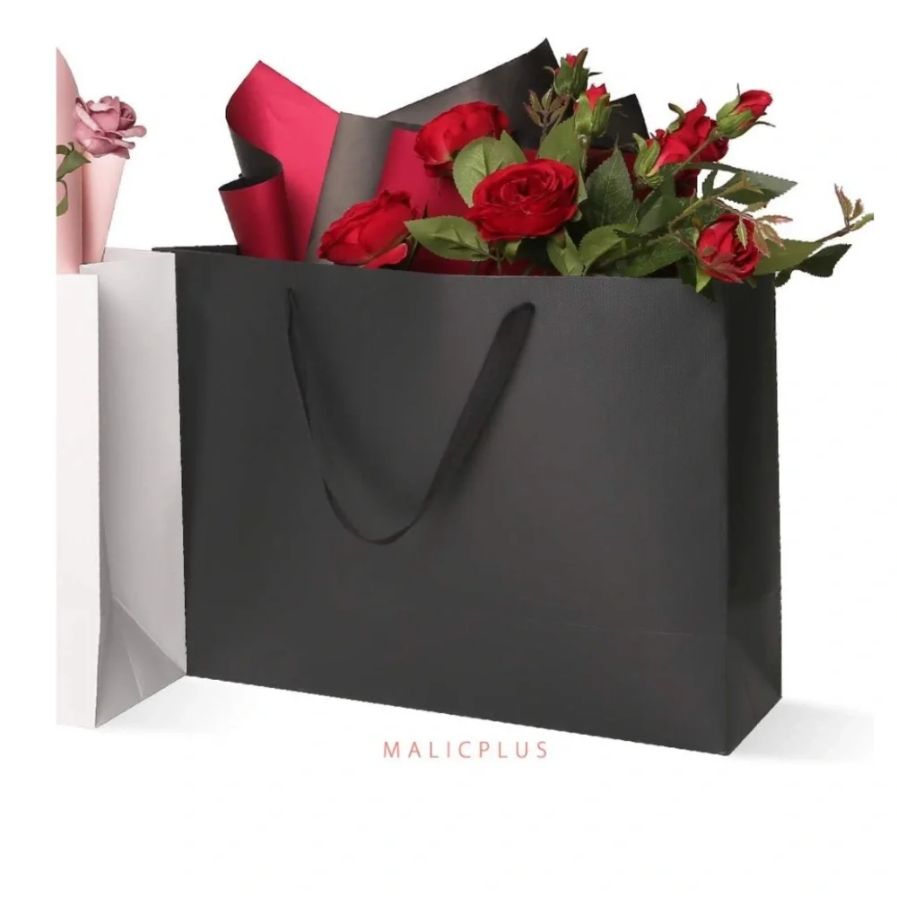 MALICPLUS 12 Extra Large‎ Gift Bags 16x6x12 Inches, Luxury Matte Black Gift Bags